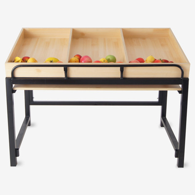 木制单面金属蔬菜水果货架 商场超市钢木水果货架 三层超市货架